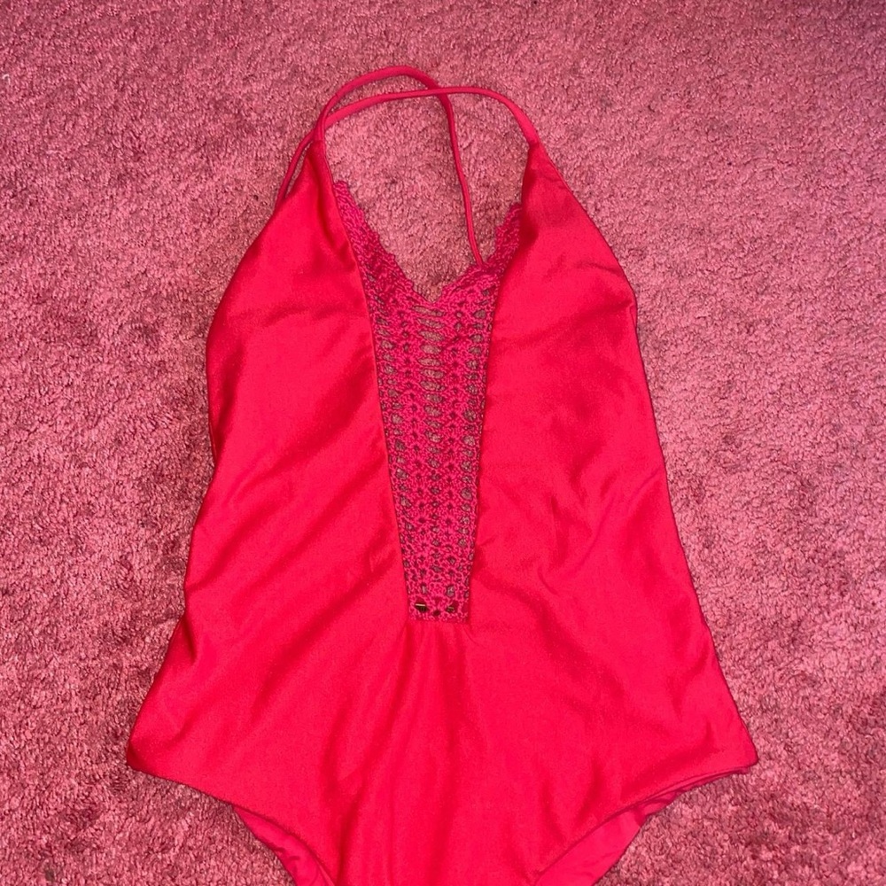 Billabong Red Lace Halter Swimsuit